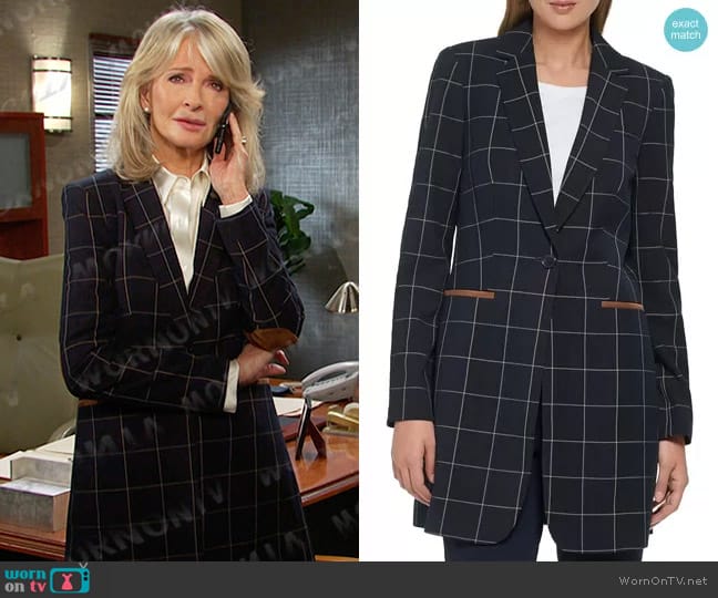 Tommy Hilfiger Windowpane-Print Blazer worn by Marlena Evans (Deidre Hall) on Days of our Lives