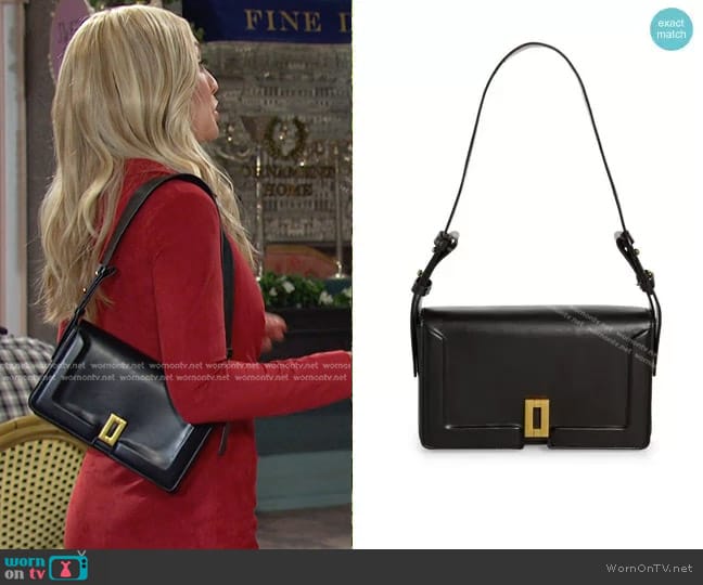 Topshop Sidney Trophy Shoulder Bag in black worn by Theresa Donovan (Emily O'Brien) on Days of our Lives