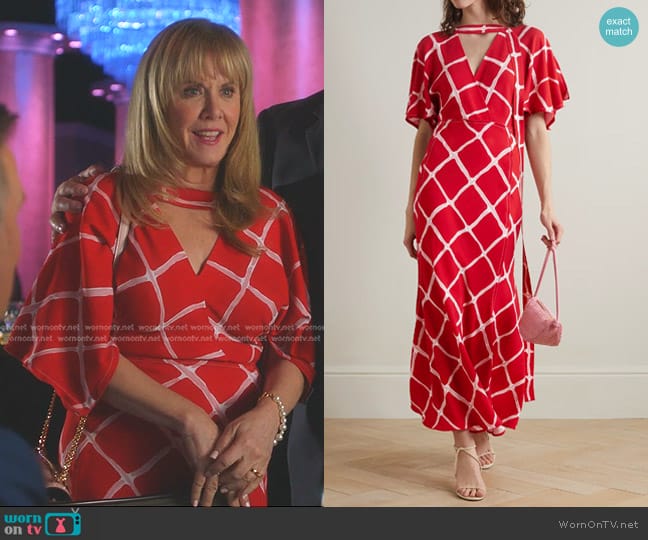 Victoria Beckham Cutout Printed crepe de chine Maxi Dress worn by Lola Peterson (Romy Rosemont) on 9-1-1