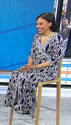 Vanessa Rissetto's navy geometric print dress on Today