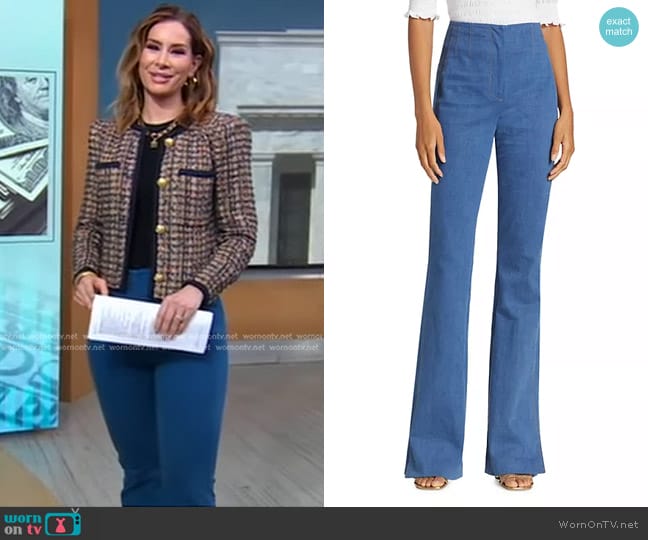 Veronica Beard Royce Stretch Cotton Pants worn by Rebecca Jarvis on Good Morning America