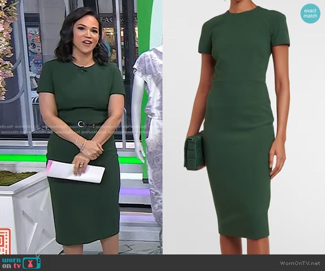 Victoria Beckham Fitted Wool-Blend Sheath Dress worn by Laura Jarrett on Today