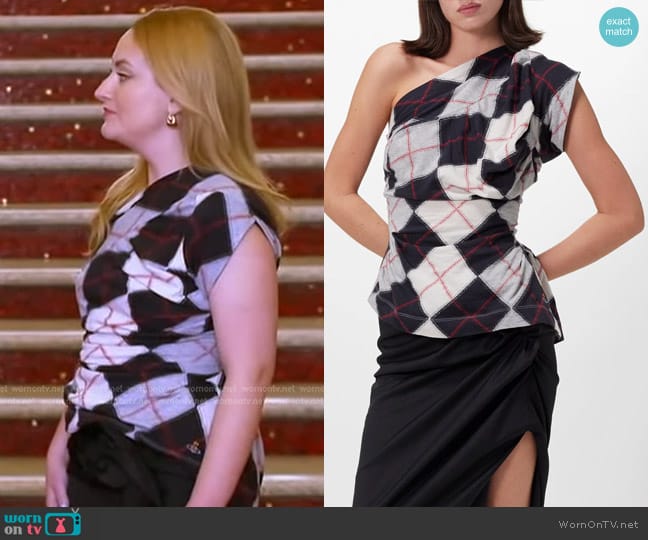 Vivienne Westwood Andalouse Argyle-Print Cotton-Jersey Top worn by Amelia Dimoldenberg on Good Morning America