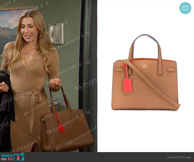 Tory Burch Walker Satchel Tote worn by Sloan Peterson (Natasha Hall) on Days of our Lives