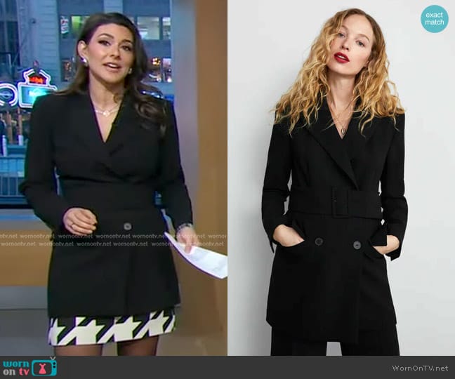 Zara Dress Blazer with Belt worn by Erielle Reshef on Good Morning America