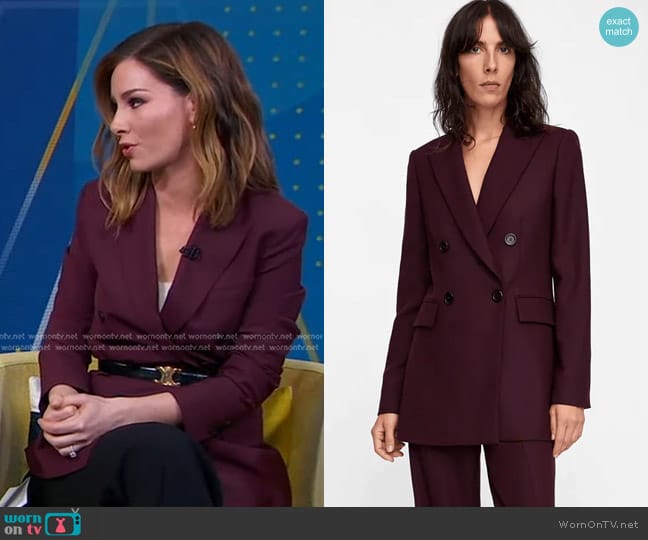 Zara Double Breasted Blazer worn by Rebecca Jarvis on Good Morning America