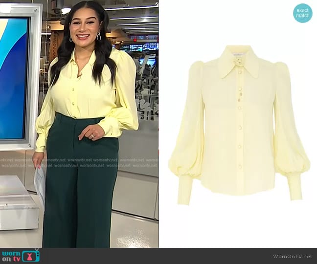 Zimmermann Blouson Shirt worn by Morgan Radford on NBC News Daily