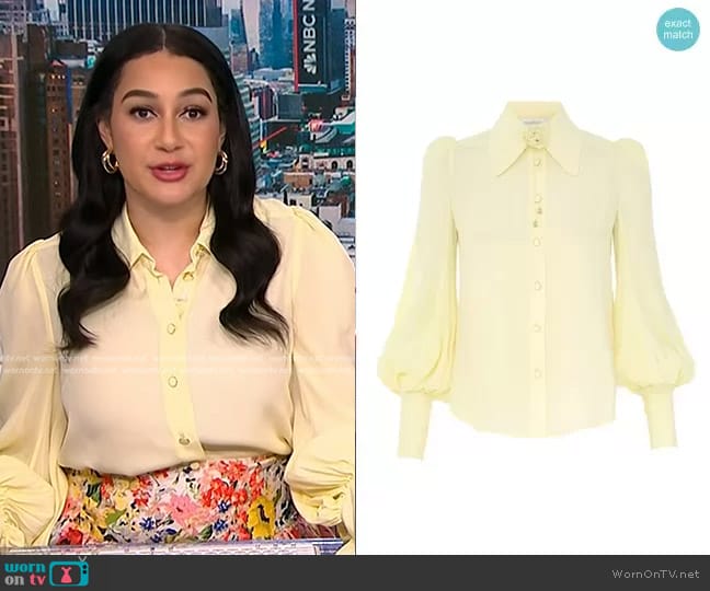 Zimmermann Blouson Shirt worn by Morgan Radford on NBC News Daily