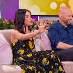 Abigail Spencer’s black floral print dress on The Jennifer Hudson Show