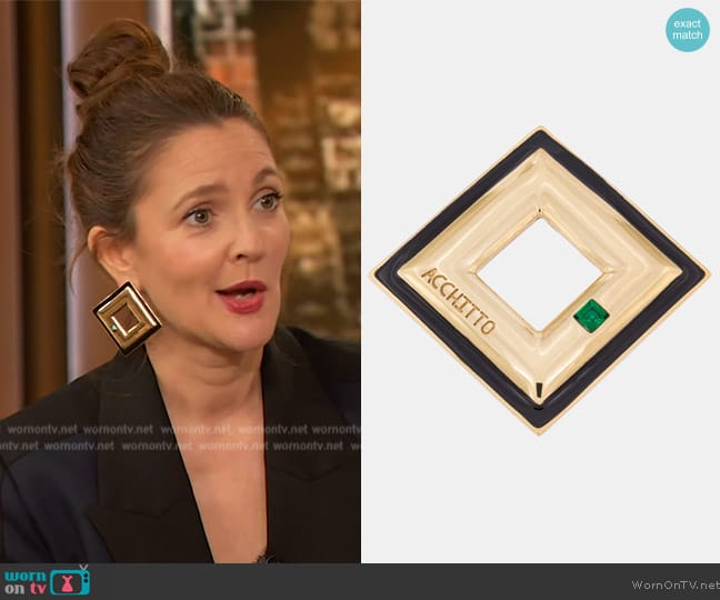 Acchitto Aequor Quadrato Earrings worn by Drew Barrymore on The Drew Barrymore Show