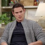 Adam’s grey cable knit zip cardigan on The Young and the Restless