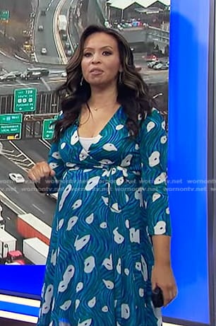 Adelle’s blue abstract print wrap dress on Today