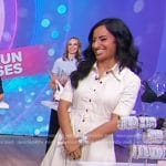 Adriana Carrig’s white button down midi dress on Good Morning America