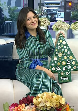 Adrianna's green geometric print shirtdress on Today