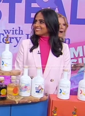 Aishwarya S Iyer's pink double breasted blazer on Good Morning America