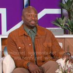 Akbar’s brown leather jacket on The Talk