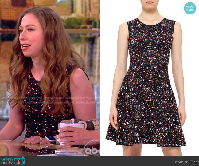 Akris Punto Boulder-Print Fit & Flare Dress worn by Chelsea Clinton on The View