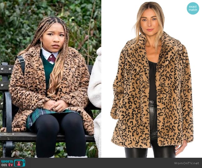 A.L.C. Stone Faux Fur Coat worn by Delilah (Laya DeLeon Hayes) on The Equalizer