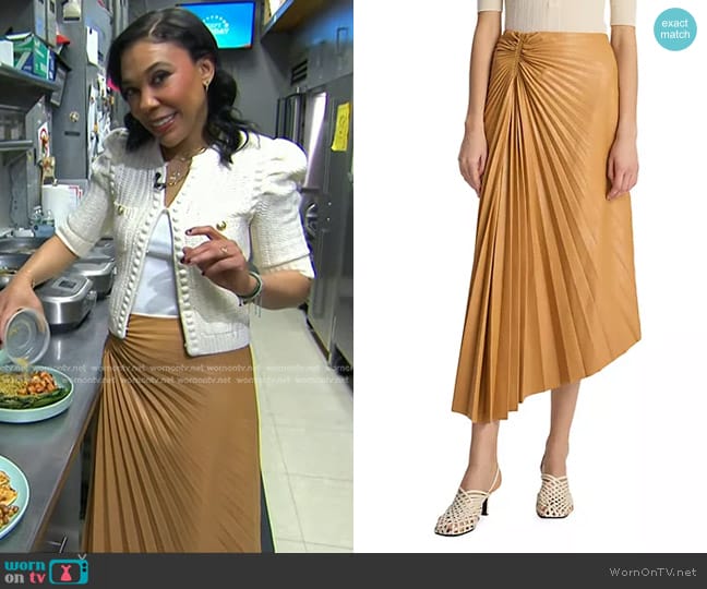 A.L.C. Tracy Skirt in Biscuit worn by Vanessa Rissetto on Today