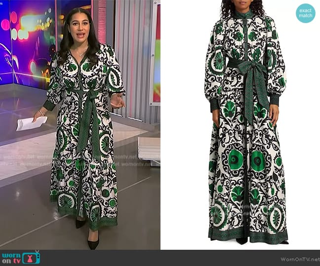 Alice + Olivia Cora Belted Stretch Cotton Shirtdress worn by Morgan Radford on NBC News Daily