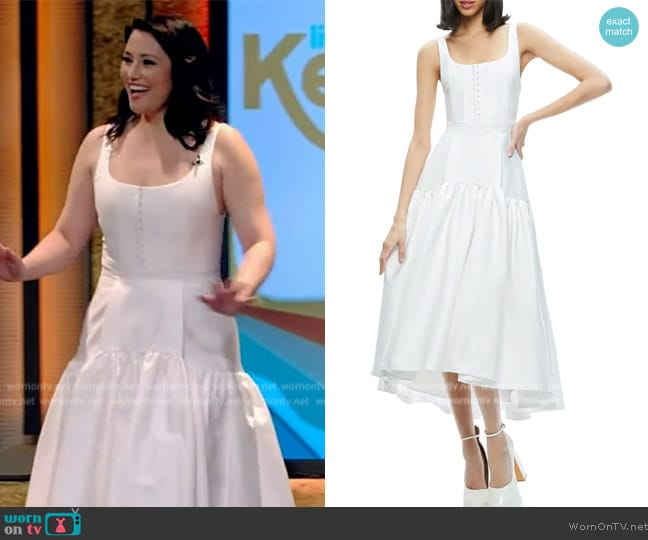 Alice + Olivia Diana Sleeveless Structured Midi Dress worn by Chyler White on Live with Kelly and Mark