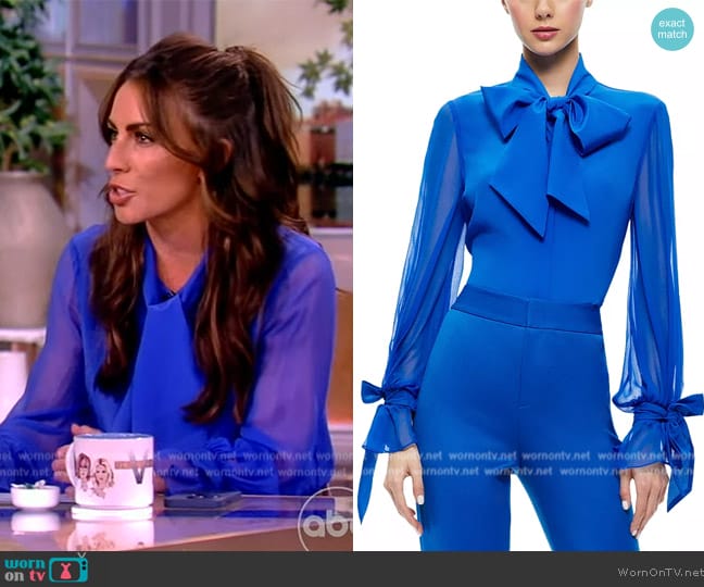 Alice + Olivia Lloyd Silk Bow Blouse worn by Alyssa Farah Griffin on The View