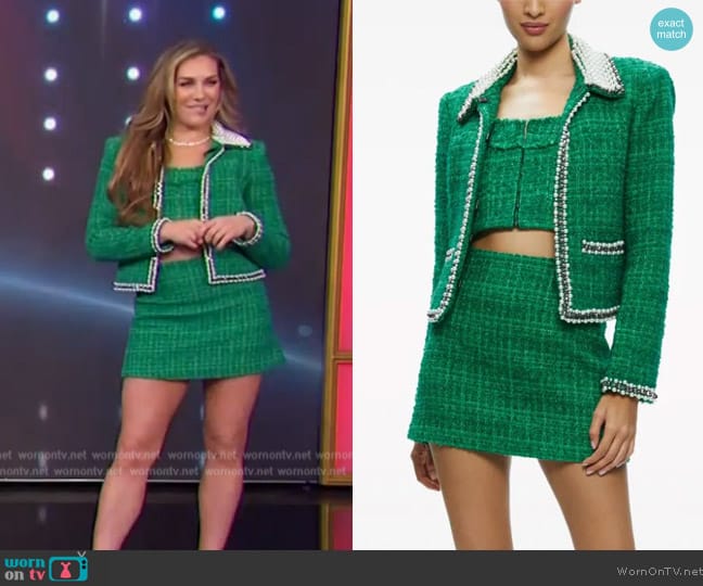 Alice + Olivia Kensie Scoop Neck Cropped Bustier worn by Allison Holker on The Jennifer Hudson Show