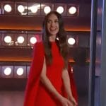 Alison Brie’s red cape mini dress on The Kelly Clarkson Show