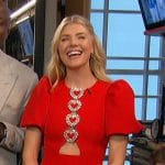 Amanda’s red crystal hearts dress on The Talk