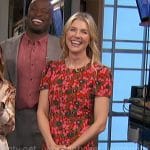 Amanda’s red floral midi dress and pink heels on The Talk