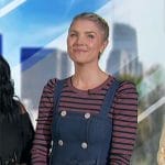 Amanda’s denim dress and striped top on The Talk