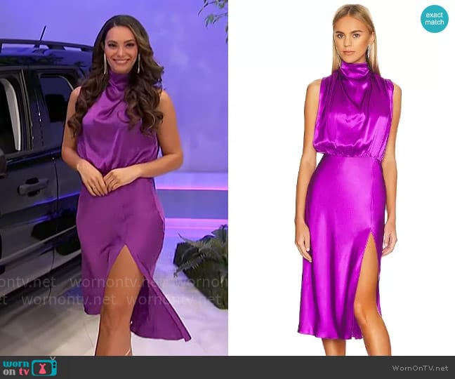 Amanda Uprichard Franny Dress in Freesia worn by Alexis Gaube on The Price is Right