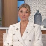 Amanda’s white embellished tweed blazer dress on The Talk