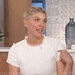 Amanda’s white tweed short sleeve dress on The Talk