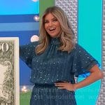 Amber’s green dress with metallic dots on The Price is Right