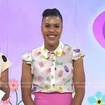 Amber Kemp-Gerstel’s white macaron print top on Today