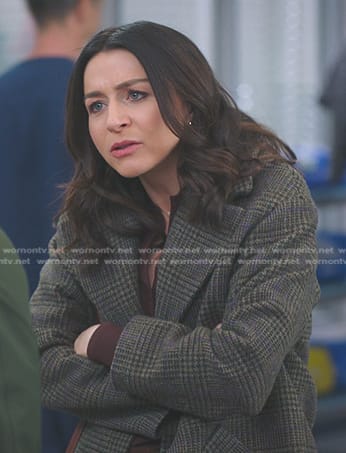 Amelia’s grey plaid coat on Greys Anatomy