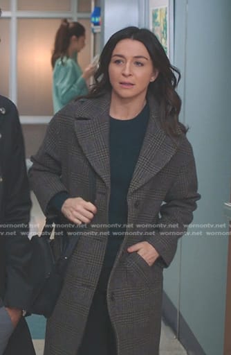 Amelia’s grey plaid coat on Greys Anatomy