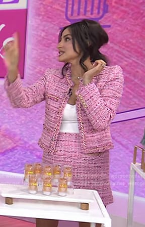 Ami Desai’s pink tweed jacket and skirt on Today