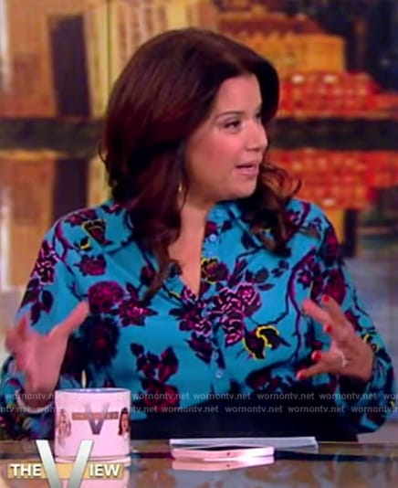 Ana's blue floral print blouse on The View