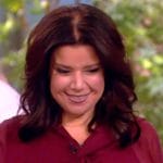 Ana’s burgundy twist neck dress on The View