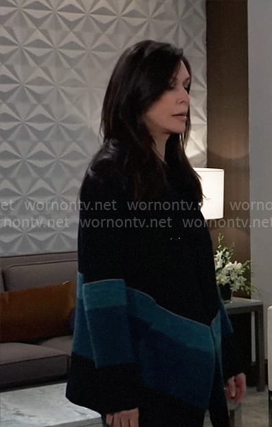 Anna’s coat with blue stripes on General Hospital