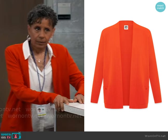 Anne Klein Malibu Cardigan in Poppy worn by Stella Henry (Vernee Watson) on General Hospital