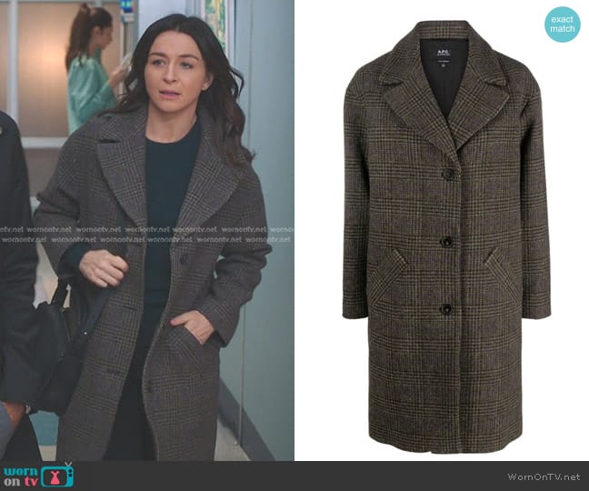 A.P.C. Ninon Coat worn by Amelia Shepherd (Caterina Scorsone) on Greys Anatomy