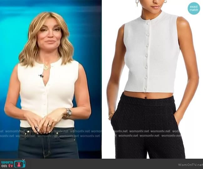 Aqua X Liat Baruch Cashmere Crewneck Sleeveless Cropped Sweater worn by Kit Hoover on Access Hollywood