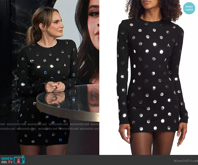 Area Black Polka Dot Long Sleeve Minidress worn by Keltie Knight on E! News