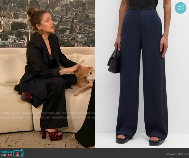 Argent Jones Colorblock Seasonless Wool Trousers worn by Drew Barrymore on The Drew Barrymore Show