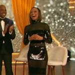 Nischelle Turner’s black mesh metallic gown on The Drew Barrymore Show