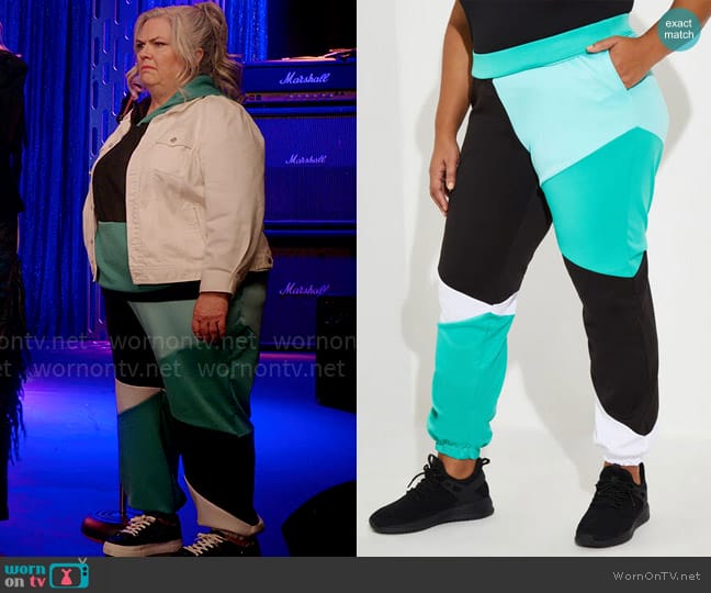 Ashley Stewart Colorblock Joggers worn by Gloria McManus (Paula Pell) on Girls5eva