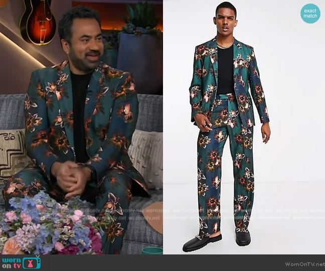 Blazer by ASOS Relaxed suit jacket in floral print worn by Kal Penn on The Kelly Clarkson Show